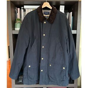 Daniel Cremieux Collection Navy Blue & Brown Cotton Blend Coat Men’s Large
